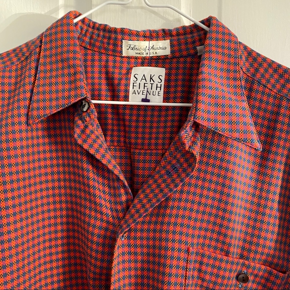 Vintage Saks Fifth Avenue Plaid button front shirt